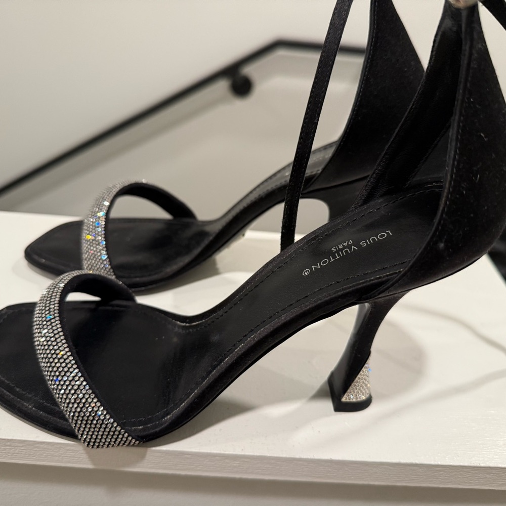 Louis Vuitton Black and Silver Strappy Heels